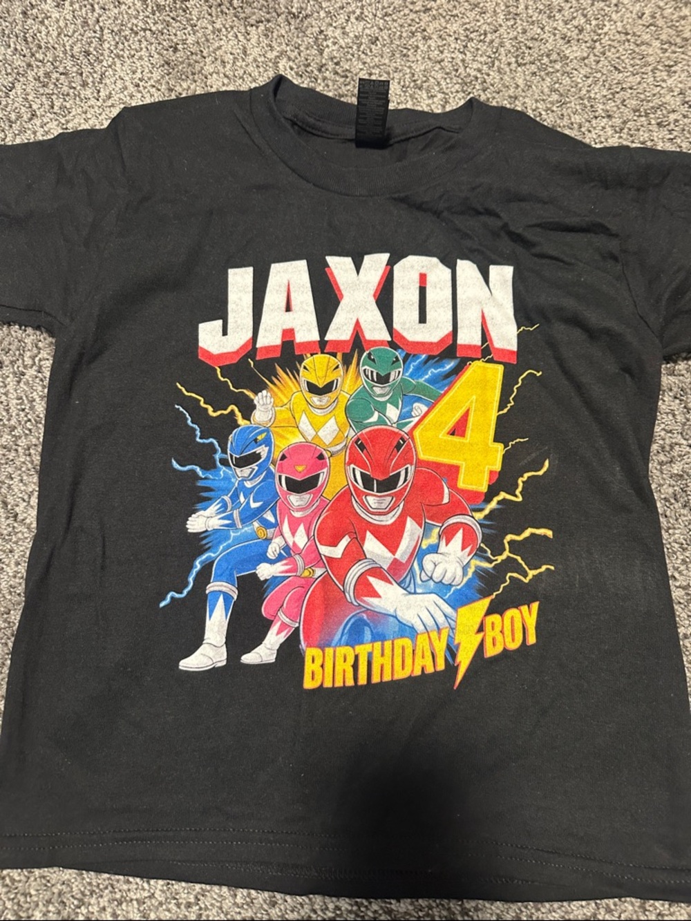 Custom "Jaxon 4" Power Rangers Birthday Tee - Black
